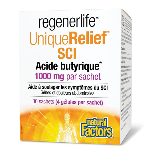 Natural Factors - Regenerlife - Acide butyrique 1000mg - 30 sachets X 4 gélules