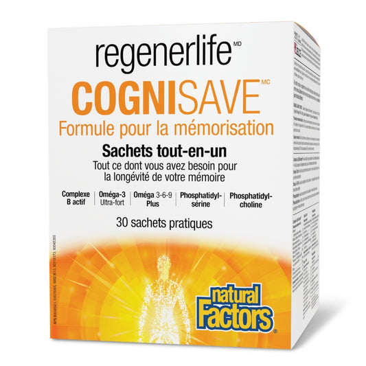 Natural Factors - Regenerlife - CogniSave - Formule mémoire - 30 sachets