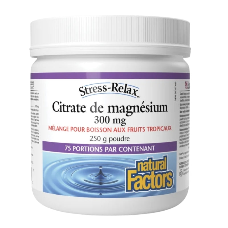 natural factors stress-relax-citrate-magnesium-fruits-tropicaux