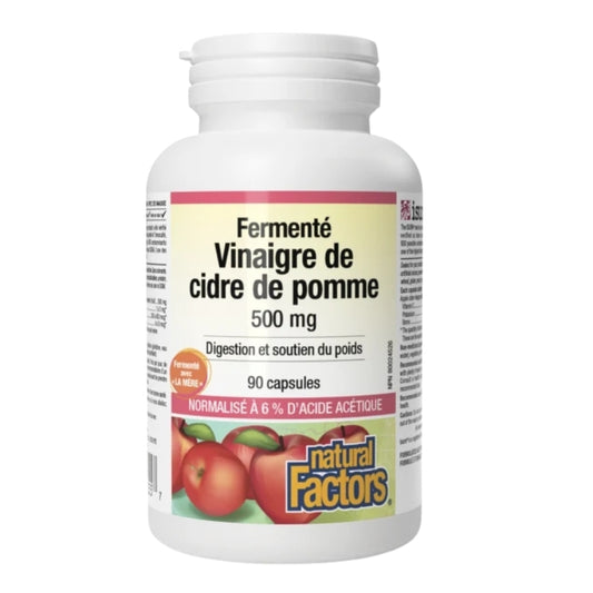 Natural Factors Vinaigre de cidre de pomme fermenté 500 mg