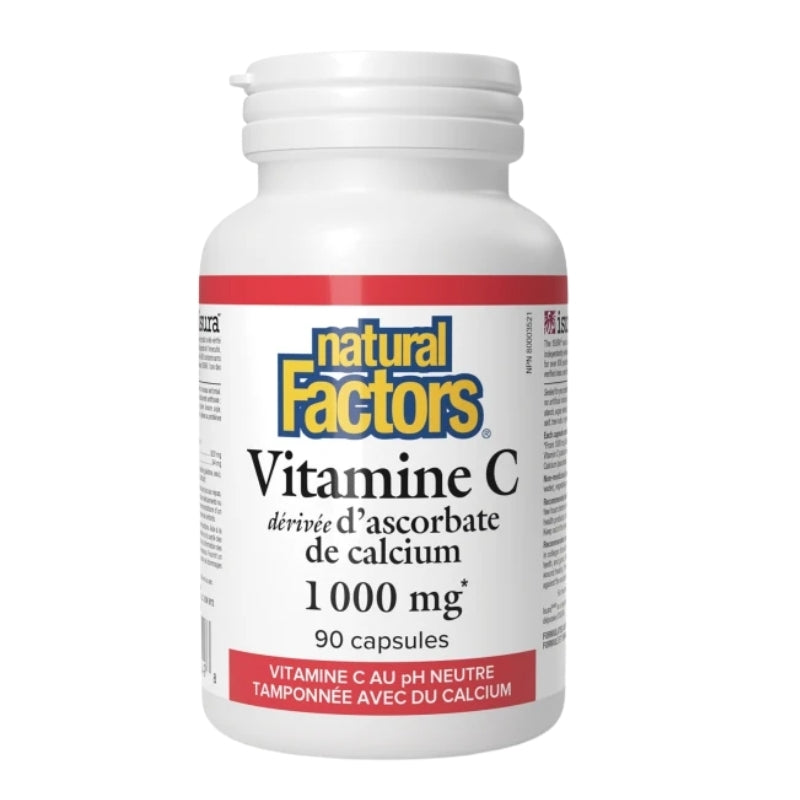 Natural Factors Vitamine C dérivée d'ascorbate de calcium - 1 000 mg- 90