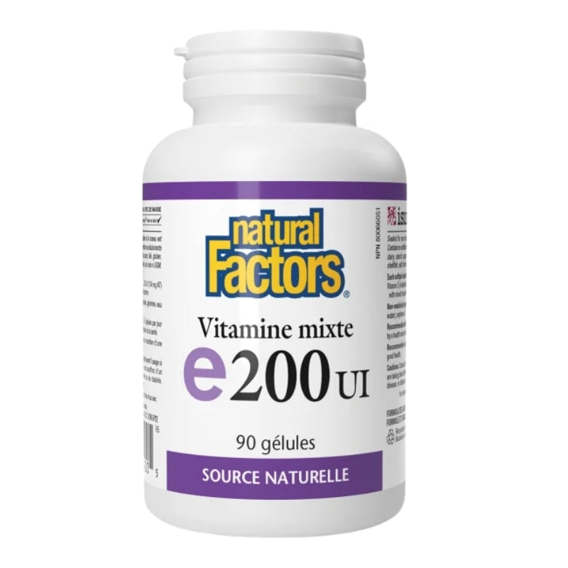 Natural Factors Vitamine mixte E 200 UI - Source naturelle