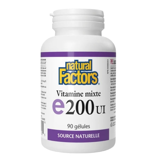 Natural Factors Vitamine mixte E 200 UI - Source naturelle