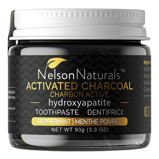 Neslon Naturals - Dentifrice charbon activé hydroxyapatite - Menthe poivrée - 93 g