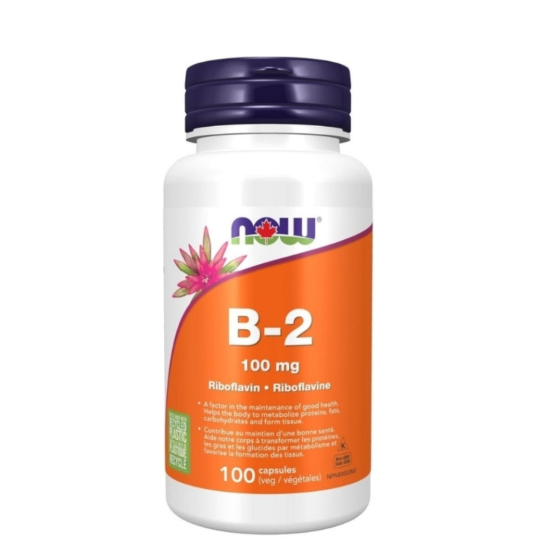 now b-2 100 mg riboflavine formation de tissus 100 capsules