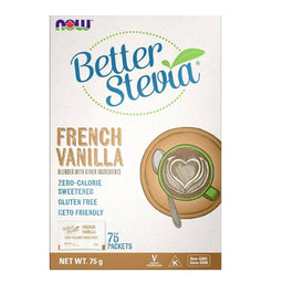 now betterstevia édulcorant zéro calorie vanille française sans arrière-goût amer choix du consommateur 75 sachets 75 g