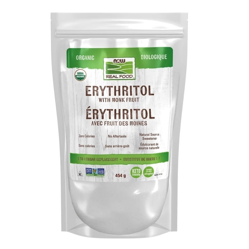 now aliments vrais biologique érithritol kéto avec du fruit des moines 454 g sans ogm