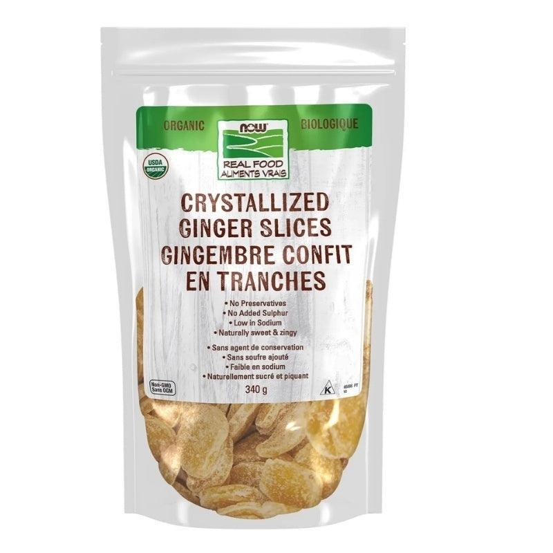 now aliments vrais biologique gingembre confit en tranches sans ogm 340 g