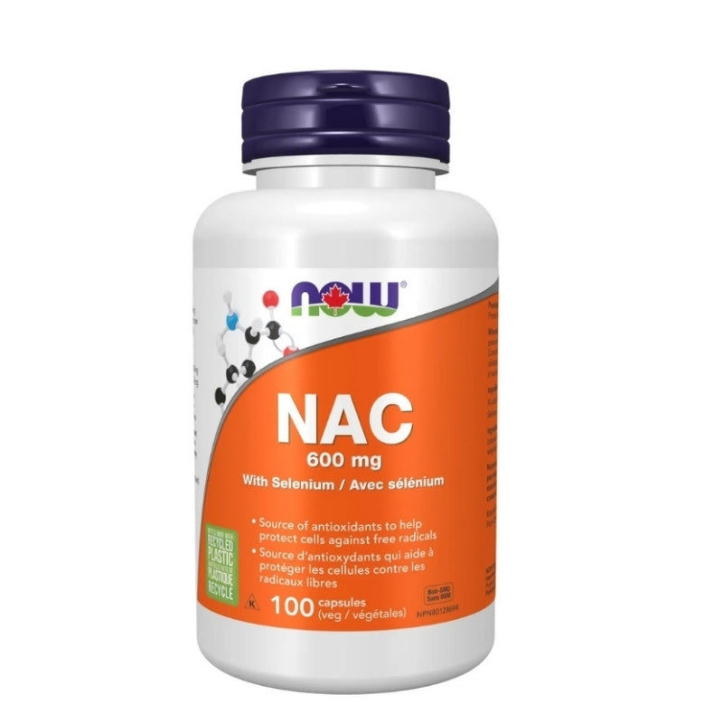 now nac 600 mg sélénium et molybdène antioxydant maintien cellules 100 capsules végétales sans ogm