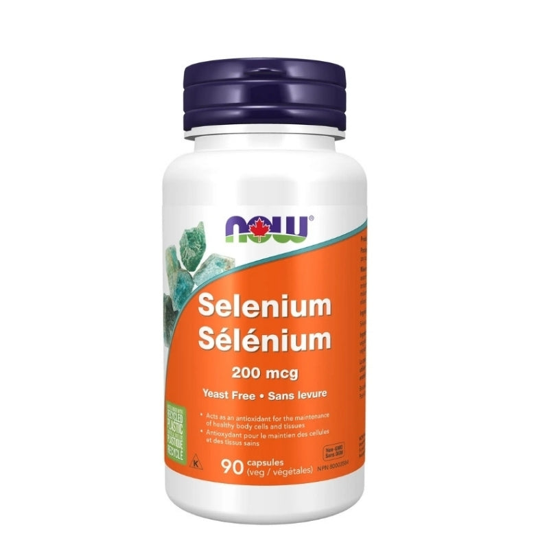 now sélénium 200 mcg sans levure antioxydant maintien des cellules sans ogm 90 capsules végétales