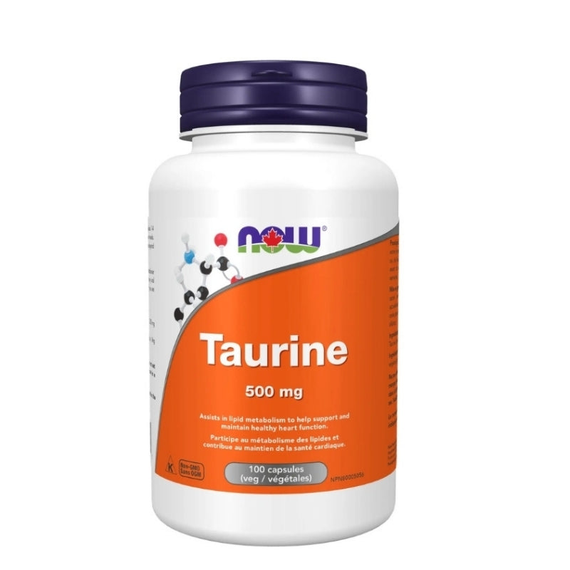 now taurine 500 mg métabolisme lipides maintien cardiaque sans ogm 100 capsules