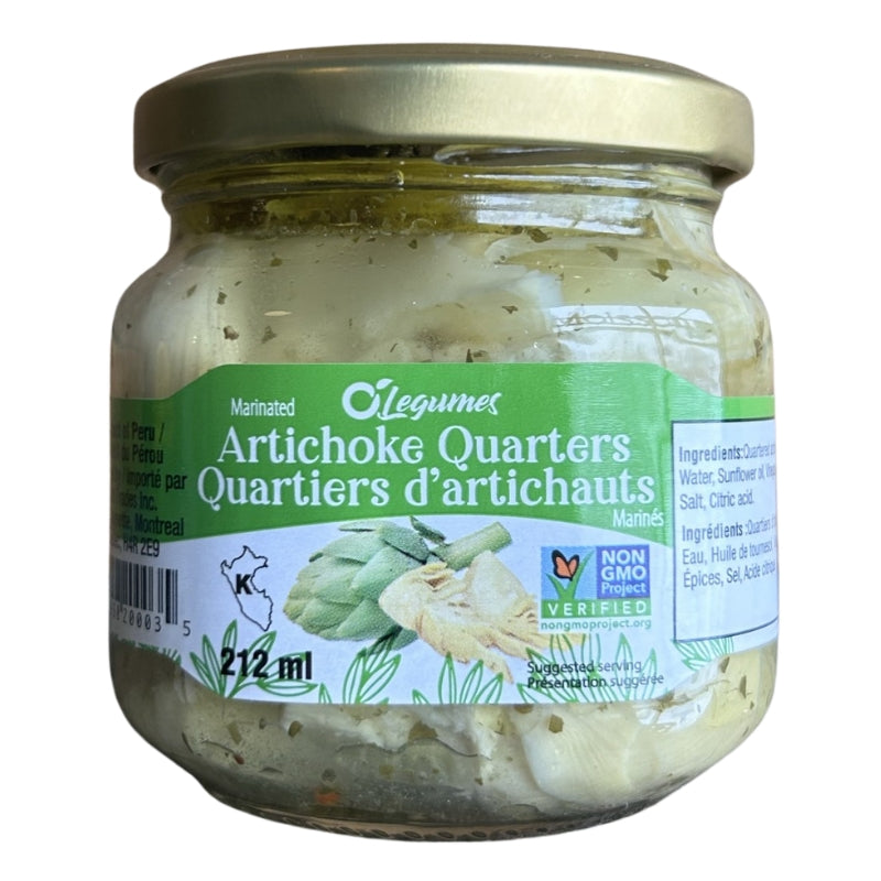 O Légumes - Quartiers d'artichauts marinés - 212 ml