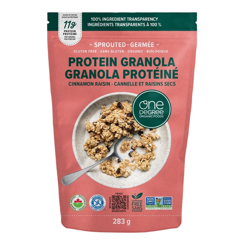 One Degree Organic Foods - Granola protéiné -  Cannelle et raisins secs - 283 g