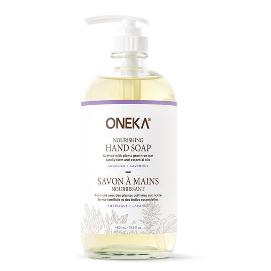 Oneka - Savon à mains nourrissant - Angélique + lavande - 460 ml