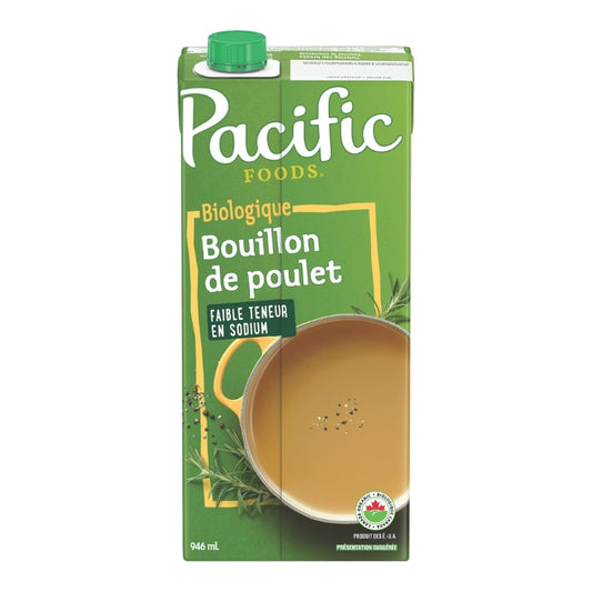 Pacific Foods Bouillon de Poulet Biologique à faible teneur en sodium 946 ml