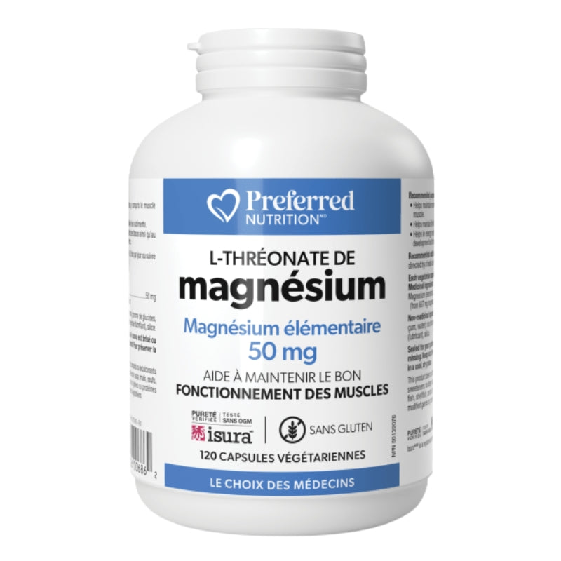 Preferred Nutrition - L-Thréonate de magnésium - 50 mg - 120 caps