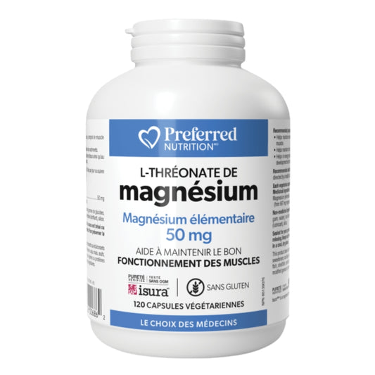 Preferred Nutrition - L-Thréonate de magnésium - 50 mg - 120 caps