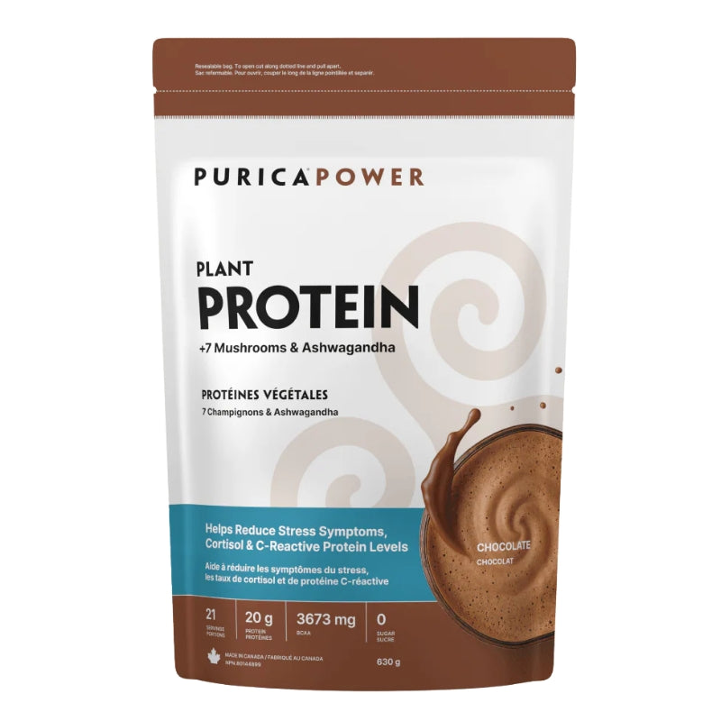 Purica - Protéines végétales 7 champignons & Ashwagandha - Chocolat - 630 g