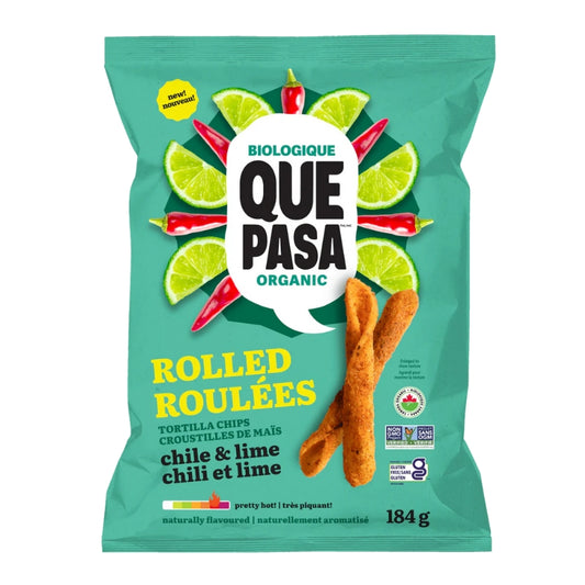 que pasa chips de tortilla roulees-chili et lime 184g