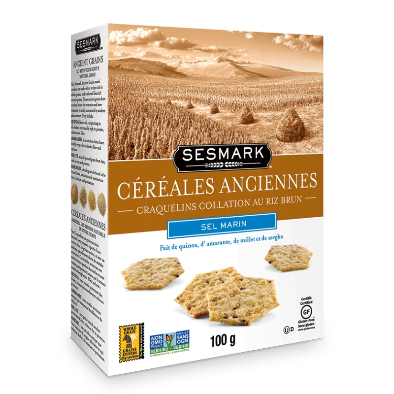 Sesmark - Céréales craquelins au riz brun - Sel marin - 100 g