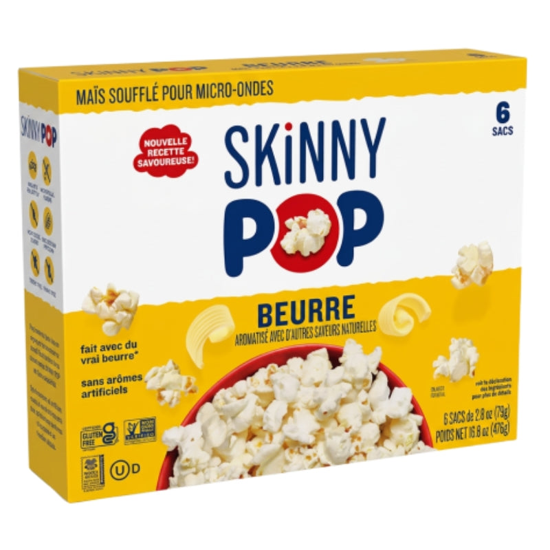 Skinny Pop - Maïs soufflé en boîte - Beurre - 6 sacs