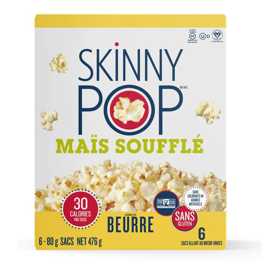Skinny Pop - Mais soufflé en boîte pour micro-ondes au beurre - 474 g