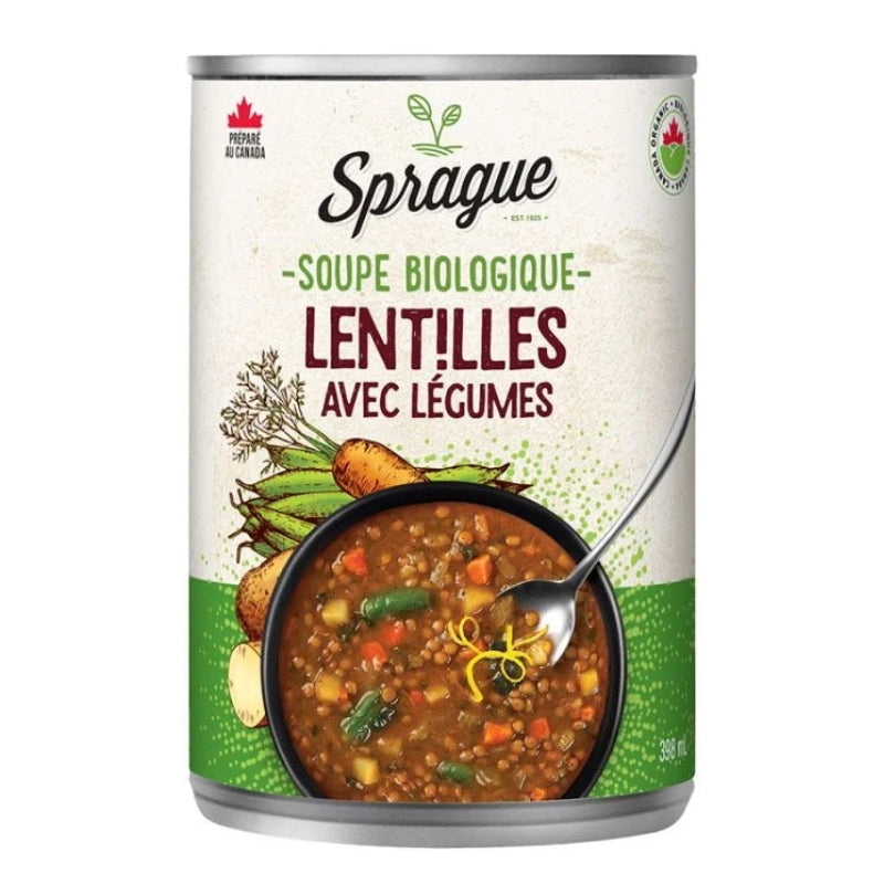 Sprague - Soupe bio - Lentilles aux légumes - 398 ml