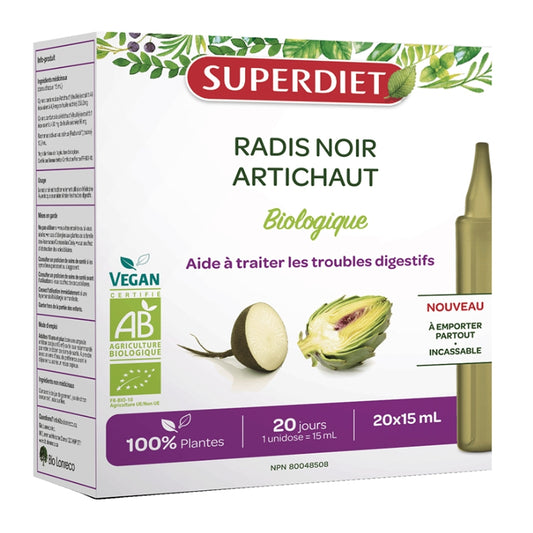 Superdiet Radis noir - Artichaut Bio Black radish - Artichoke Organic