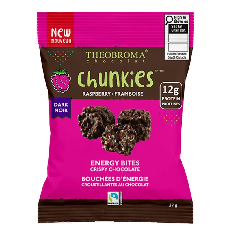 Theobroma - Bouchées de chocolat noir croustillantes Chunkies - Framboises  - 37 g