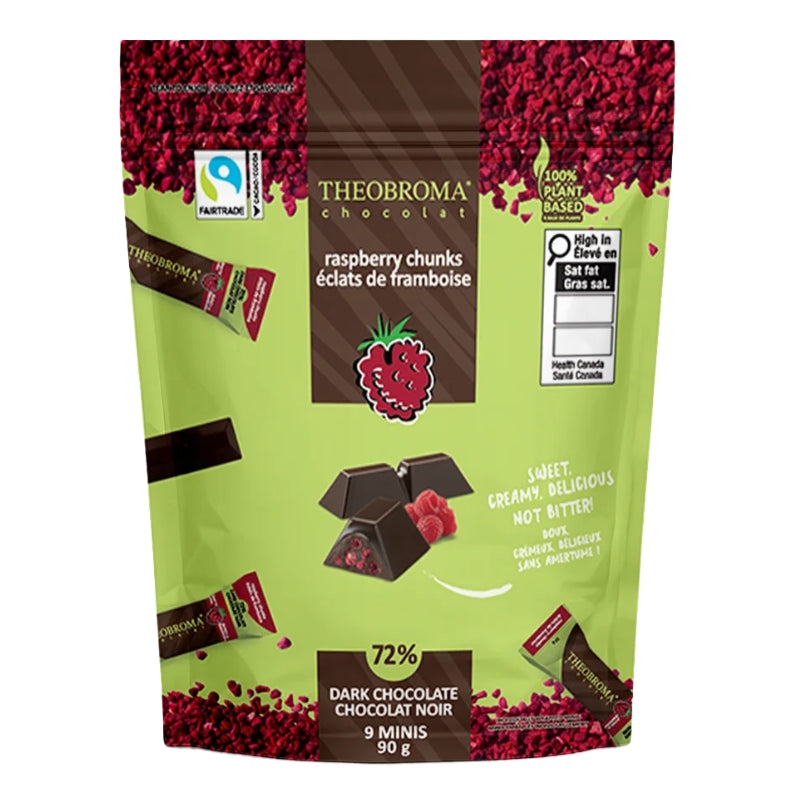 Theobroma - Minis barres chocolat noir 72% - Framboises - 90 g