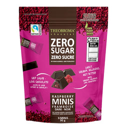 Theobroma -Minis barres chocolat noir - Framboise zero sucre - 90 g