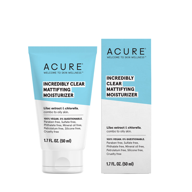 acure incredibly clear mattifying moisturizer lilac extract and chlorella vegan 50 ml