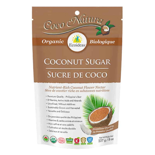 Ecoideas sucre de coco biologique selve de cocotier riche en substances nutritives vegan sans ogm 227g