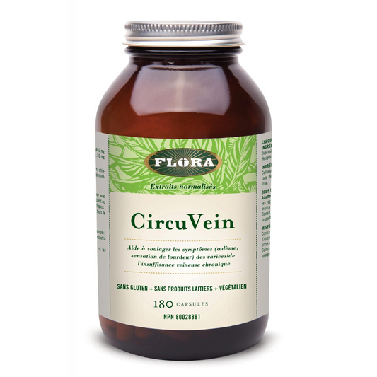 Flora circu Vein aide a soulager les symptômes œdème sensation de lourdeur des varices de l'insuffisance veineuse chronique sans gluten sans produits laitiers végétalien 180cap
