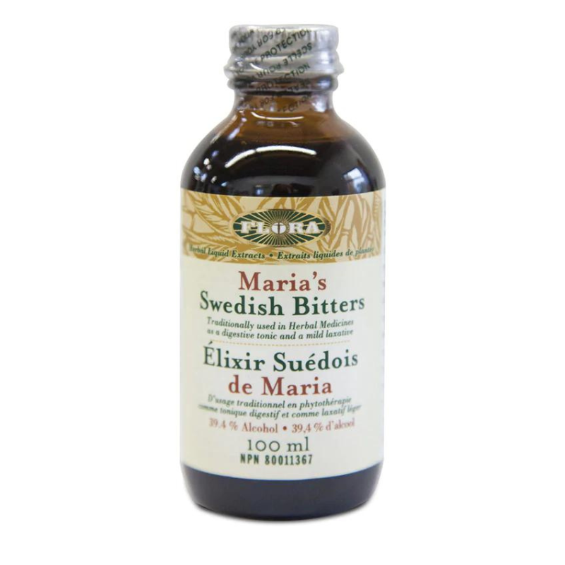 Flora Élixir Suédois de Maria avec alcool usage traditionnel en phytothérapie comme tonique digestif et comme laxatif léger 39.4%  100ml