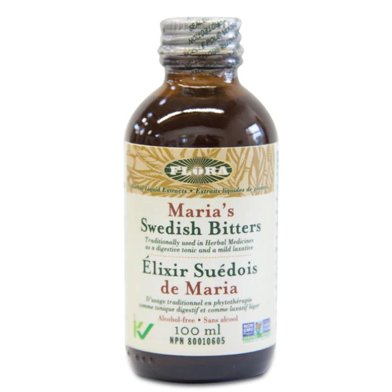 Flora Élixir Suédois de Maria sans alcool usage traditionnel en phytothérapie comme tonique digestif et comme laxatif léger 100ml