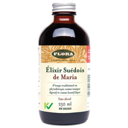 Flora Élixir Suédois de Maria sans alcool usage traditionnel en phytothérapie comme tonique digestif et comme laxatif léger 250ml