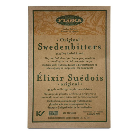 Flora Élixir Suédois original mélange de plantes séchées usage traditionnel en phytothérapie pour le soulagement de la dyspepsie indigestion et de la constipation 35g