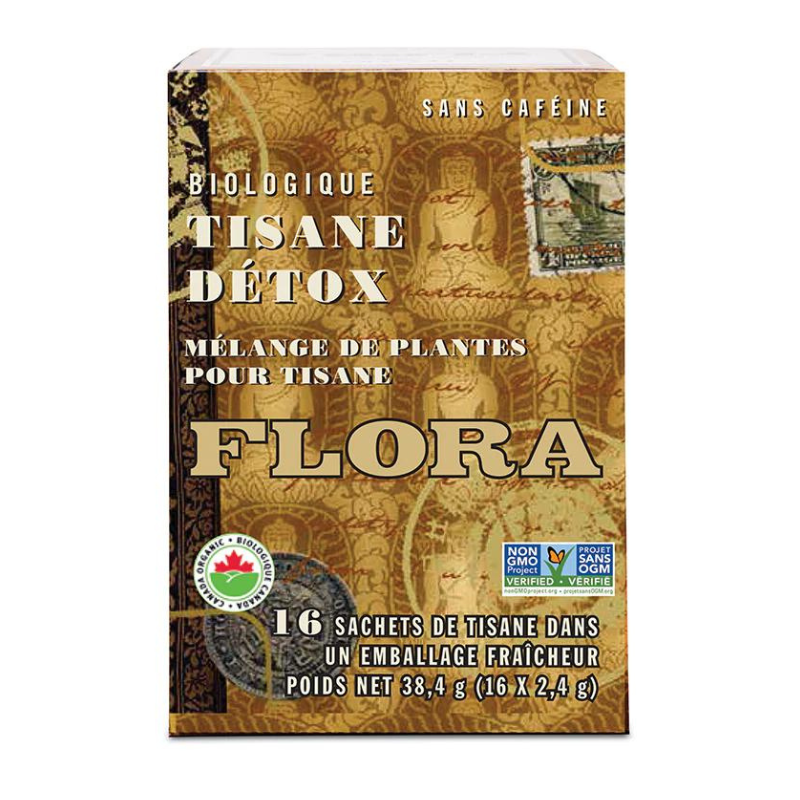 Flora Tisane Détox mélange de plantes pour tisane biologique sans caféine 16 sachets