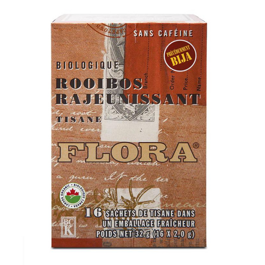 Flora Rooibos rajeunissant tisane sans caféine 16 sachets