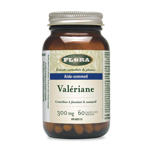 Flora Valériane Aide-sommeil contribue à favoriser le sommeil 300 mg 60 capsules