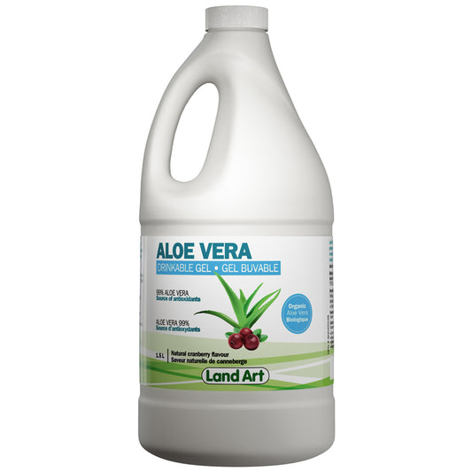 Land Art aloe vera gel buvable source d'antioxydants biologique saveur canneberge 1.5 l