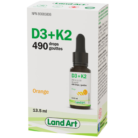 Land Art d3 + k2 490 gouttes saveur orange 13.5 ml