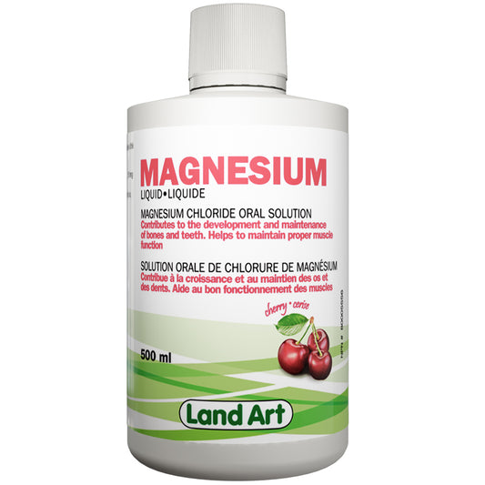 Land Art magnésium liquide solution orale de chlorure de magnésium saveur cerise 500 ml