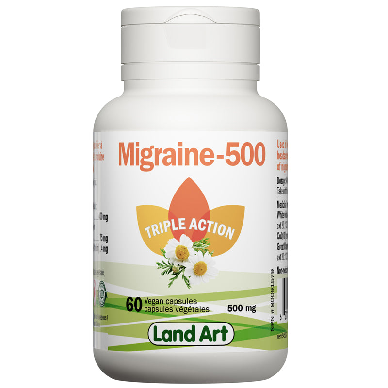 Land Art migraine 500 triple action 500 mg 60 capsules végétales