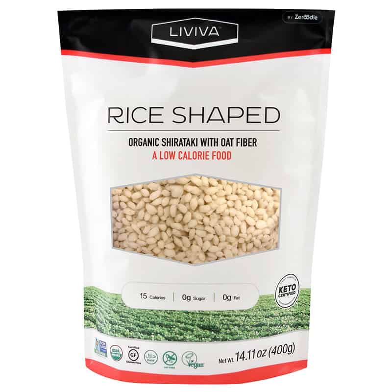 Shirataki en forme de grains de riz biologiques avec fibre d'avoine||Organic shirataki rice shaped