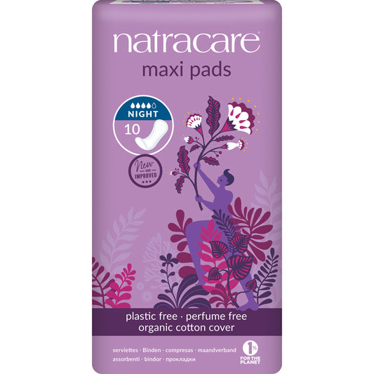Natracare maxi pads serviettes  hygiénique naturelles absorption nuit sans plastique biologique sans parfum 10