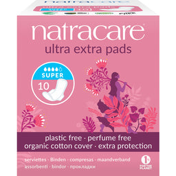 Natracare ultra extra pads serviettes  hygiénique naturelles absorption super sans plastique biologique sans parfum  10