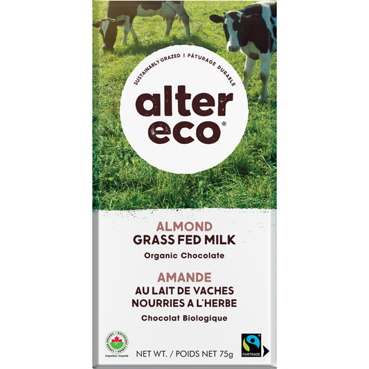 Chocolat noir bio lait de vaches nourries à l'herbe - Amandes Salées||Black chocolat Grass fed milk- Salted Almonds
