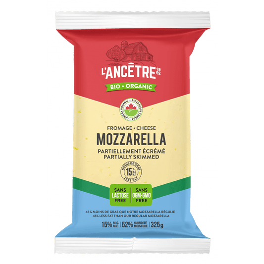 Mozzarella partiellement écrémée 15% m.g.||Mozzarella cheese - Partially skimmed - Lactose free - Organic